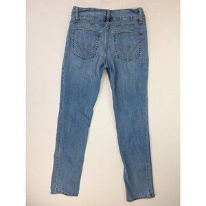 Wrangler Size 7/8X34 Womens Straight Leg Blue Denim 5 Pocket Logo Jeans